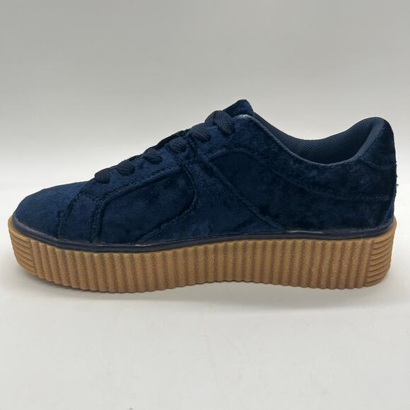 New Cape Robbin Velvet POLO 2 Navy Lace Up Chunky Retro Y2K Heel Sneakers Size 5 - Picture 3 of 11